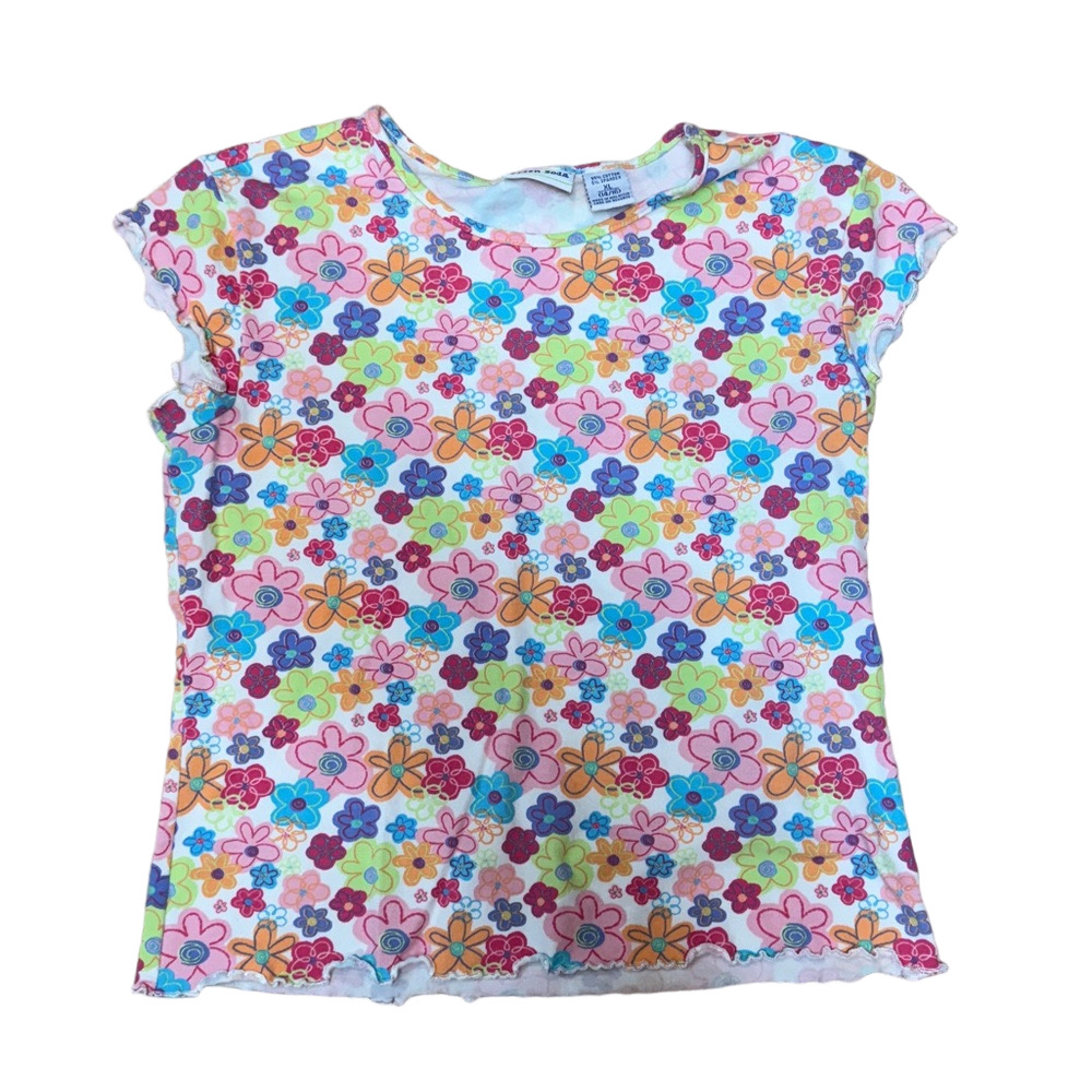 Green Soda Girls XL 14 16 Multicolor Floral Print Stretch Tee Cotton Blend